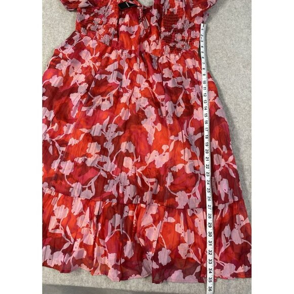 NWT Torrid Lined Lace Up Sweetheart neckline Dress Size 2X Floral Ruffle Smocked - Picture 13 of 16